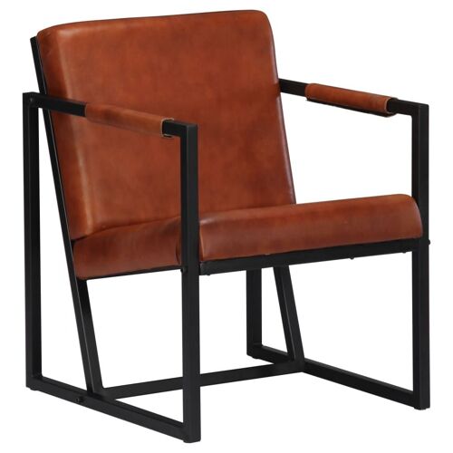 vidaXL Fauteuil marron cuir véritable