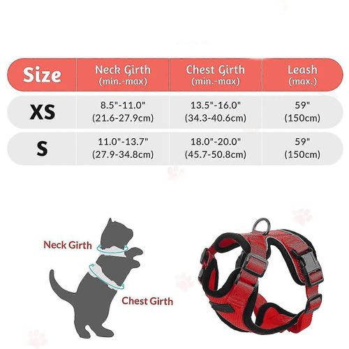 Harnais De Gilet Réglables Souples À L'épreuve De L'évasion Pour Chats, Bandes Réfléchissantes Faciles À Contrôler-Noir-S