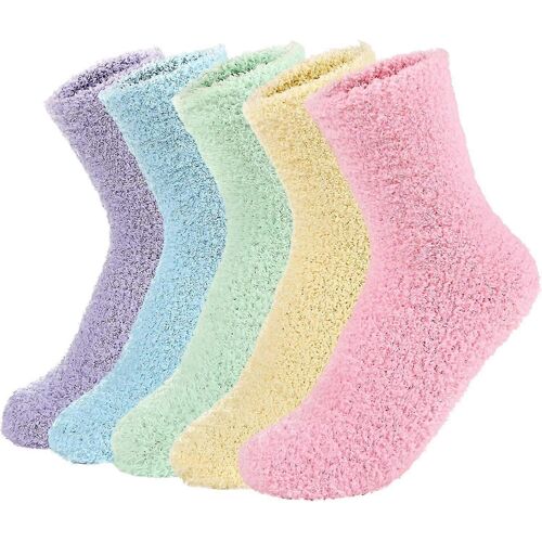 5 Paires Femmes Chaude Super Douce Peluche Chausson Chaussette Hiver Moelleux Microfibre Equipage Chaussettes Casual Home Sleeping Fuzzy Cozy Sock