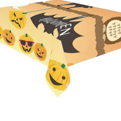 Ensembles De Nappe Visage Citrouille Orange Halloween 130x175 Cm Mignon Hibou Chauve-Souris Canapé Nappe Housse Pour La Décoration De Dîner