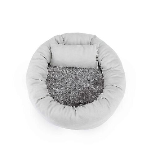 Lavable Calmant Confortable Style Peluche Chat Ou Chien Lit + Oreiller-Argent-L