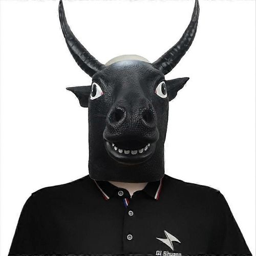 Masque De Vache Deluxe Latex Tête D'animal De Ferme Adulte Halloween Costume Masques De Carnaval-Noir-Adulte-Unisexe