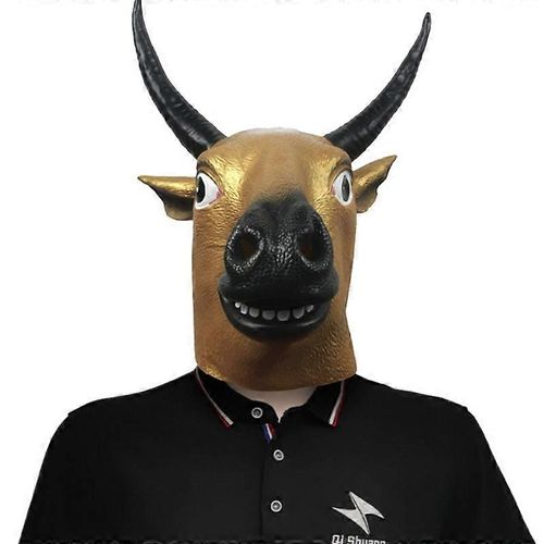 Masque De Vache Deluxe Latex Tête D'animal De Ferme Adulte Halloween Costume Masques De Carnaval-D'or-Adulte-Unisexe