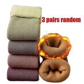 Nouvelles Femmes Hiver Chaud Épaissir Chaussettes Thermiques Doux Décontracté Couleur Unie Chaussette Laine Cachemire Maison Bottes De Neige Chaussette De Sol 3 Paires-Adulte-3 Paires Aléatoire-Femelle