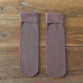 Nouvelles Femmes Hiver Chaud Épaissir Chaussettes Thermiques Doux Décontracté Couleur Unie Chaussette Laine Cachemire Maison Bottes De Neige Chaussette De Sol 3 Paires-Adulte-S17-3 Paires-Femelle