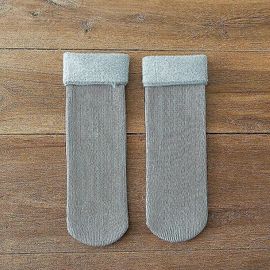 Nouvelles Femmes Hiver Chaud Épaissir Chaussettes Thermiques Doux Décontracté Couleur Unie Chaussette Laine Cachemire Maison Bottes De Neige Chaussette De Sol 3 Paires-Adulte-S22-3 Paires-Femelle