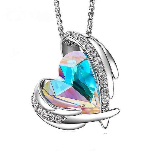 Love Heart Pendentif Colliers Pour Femmes Argent Ton Rose Or Ton Cristaux Pierre De Naissance Fête Des Mères Saint-Valentin Bijoux Cadeaux Pour Femmeseau Blanc Au