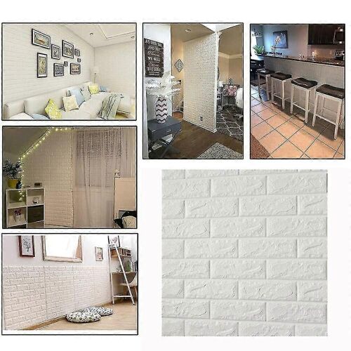 10/20 pièces Marbre Brique Carrelage Maison Mur Autocollants Auto-adhésif Mousse Papier Peint Art Décor-Blanc-10PCS