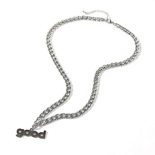 Lettre Bon Pendentif Choker Punk Alliage Épais Cou Chaîne Métal Hip-Hop Collier Pour Hommes Femmes-Adulte-Longue Chaîne-Femelle