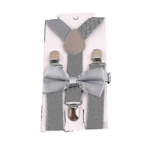Bretelles Réglables Pour Enfants Avec Noeud Papillon-Enfants-Gris Clair-Unisexe
