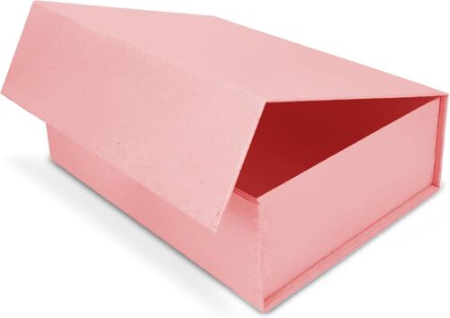 Boîte Cadeau Avec Couvercle - 23x17x10 Cm - Coffret Carton Avec Fermeture Magnétique - Idéal Pour Anniversaire, Mariage, Noël, Naissance - Emballage En Rose Pour Présent - Pack De 1