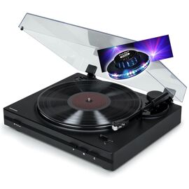 Tourne Disque Platine vinyle Thomson TT350 NOIR 33/45 trs, Lecture/retour du bras automatique, Jeu de Lumière OVNI couleurs LED