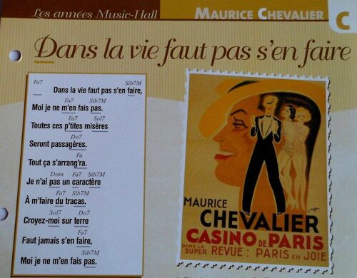 Fiche Chanson Dans La Vie Faut Pas S'en Faire Maurice Chevalier