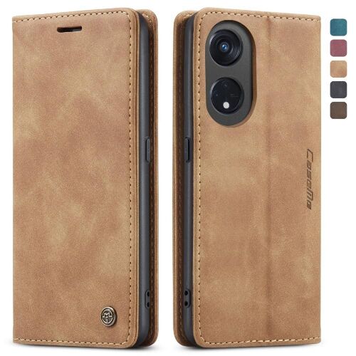 Flip Étui Pour Oppo Reno 8t 5g Fermeture Magnétique Antichoc Étui Avec Fente Pour Carte, Livre Flip Folio Portefeuille En Cuir Pu Vintage - Jaune