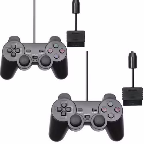 2 x Manettes pour PlayStation 2 avec câble - Dual Vibration - Set avec 2 Joypad Controllers - Easy Plug et Play