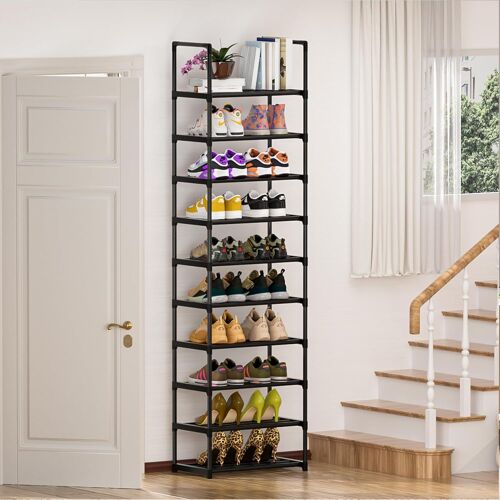 Ulteronixshop-tagère à Chaussures 10 Niveaux Gain de Place, Organisateur de Chaussures Grande capacité pour 20-25 Paires, Armoire à Chaussures métallique Haute et étroite, pour entrée, Salon, Chambre