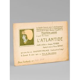 [ Carton D'invitation Pour L'avant-Première Mondiale Du Film L'atlantide ] La Société Générale Pour Le Développement Industriel & Commercial De La Ci
