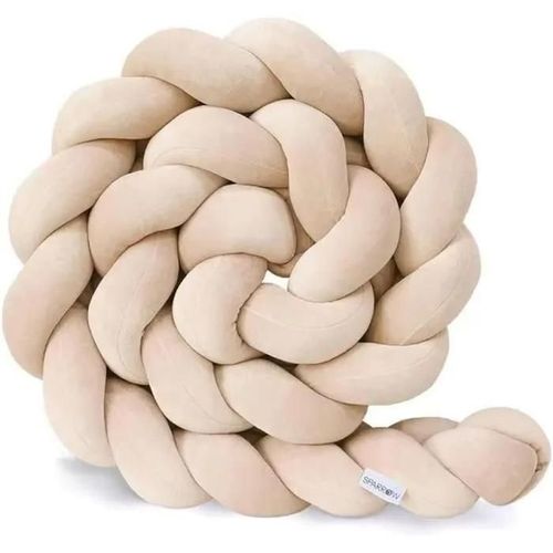 3brins Tour De Lit Tresse,Tresse De Lit Bebe,Tour De Lit Bébé Tresse,Anti Collision Lit Pare-Chocs,Beige,3.5m [Classe Énergétique A]