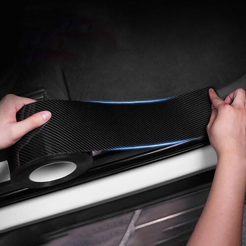Bande Anti-Collision Pour Porte De Voiture, 3m, Motif Fiber De Carbone 5d, Bande De Protection Pour Seuil De Porte, Anti-Marches, Moulures De Style Miroir