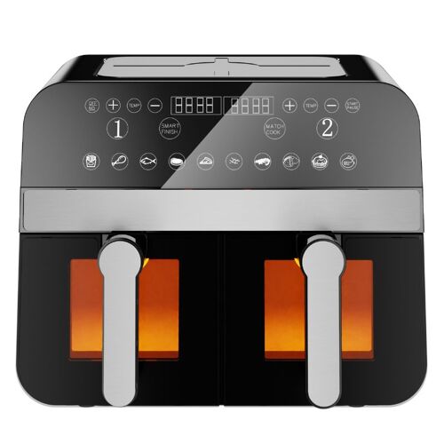 Friteuse à air chaud Airfryer numérique double panier Noire 2400W avec fenêtre 9L Comfy Nest CNAFD45WB