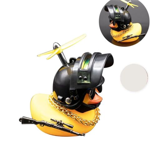 Décoration De Voiture En Canard Jaune, Mignon, Avec Casque D'hélice, Jouets En Silicone Pour Voitures, Moto, Moto