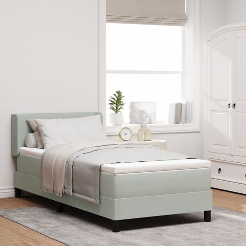 Lit coffre vidaXL avec matelas Gris clair 80x200 cm Velours