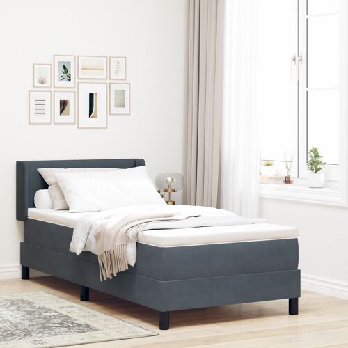 Lit box spring vidaXL avec matelas gris foncé 80x200 cm en velours