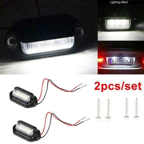 Feu De Plaque D'immatriculation Universel Led 12v-24v, 2 Pièces, Feu Arrière Étanche Pour Voiture/Camion/Camion/Remorque