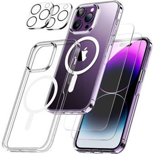 Coque Magsafe iPhone 15 Pro Max 6.7 pouces 2 verres trempés 1 protection camera GHL Tech