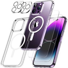 Coque Magsafe iPhone 15 Pro Max 6.7 pouces 2 verres trempés 1 protection camera GHL Tech