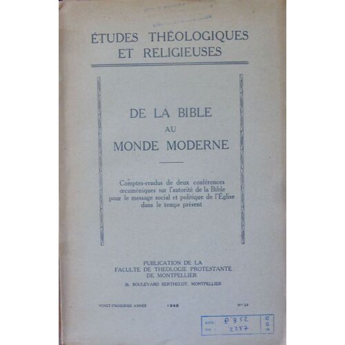 Etudes Théologiques Et Religieuses 1948 2-3