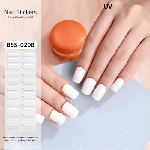 20pcs Gel Vernis À Ongles Autocollants - Aqsacokiya - Blanc Autocollant Ongle Gel Uv Pour Vernis À Ongles Blanc