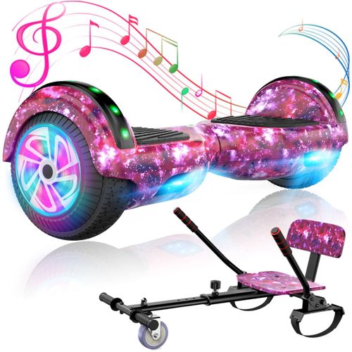Hoverboard 6,5" + Hoverkart Ensemble Violet, Autonomie 7-8km, Moteur 160w, Bluetooth, Éclairage Led, Idéal Pour Enfants