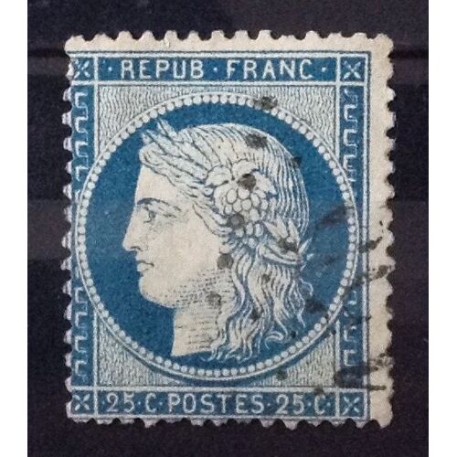 Cérès - Répub Franc - Dentelé Type Iii (Rosace Partiellement Remplie) - 25c Bleu (Très Joli N° 60c) Obl - France Année 1871 - N25694
