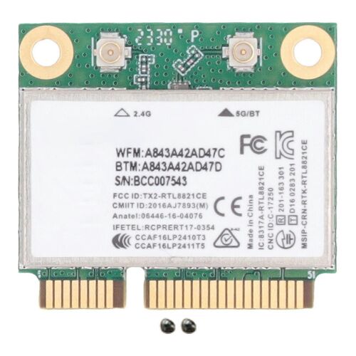 Module de carte réseau RTL8821CE 433Mbps BT4.2 802.11AC 2.4GHz 5GHz Mini PCIe Adaptateur de carte réseau WiFi sans fil pour PC