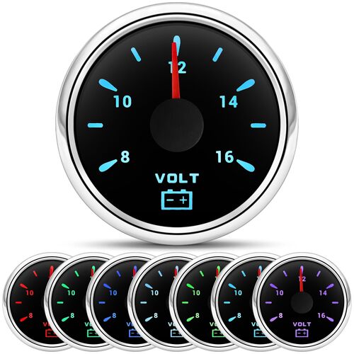 Voltmètre Universel Pour Bateau, Yacht, Rv, Moto, 8-16v, Étanche, Lcd Ip67, 52mm, Avec Rétro-Éclairage 7 Couleurs