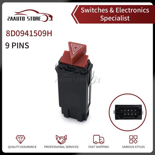 Bouton De Signalisation D'urgence À 9 Broches Pour Audi A3 A4 Rs4 A6 C5, Bouton D'avertissement De Danger, 8d0 941 509 H