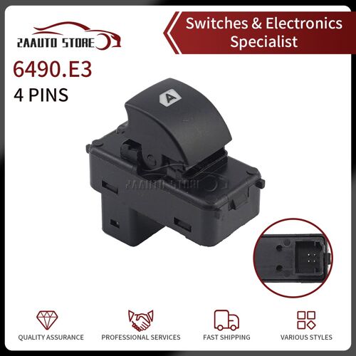 Interrupteur De Commande De Lève-Vitre Électrique 6490.E3, Interrupteur De Levage Pour Citroën C4 Peugeot 207 2007 ¿ 2015 6490e3 6490.Hq 6490hq