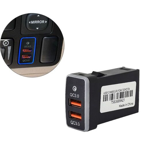 Chargeur De Voiture Qc3.0 Quickcharge, Câble Plug & Play Pour Toyota Hilux Vigo Fj Cruiser, Adaptateur Dvr, Double Usb, Téléphone, Pda, 1 Pièce