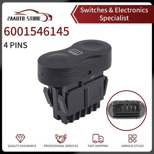 6001546145 Pour Renault Dacia Logan 2008-2021 Dégivrage De Lunette Arrière Régulateur Automatique Interrupteur Électrique Bouton 60015-46145 4 Broches