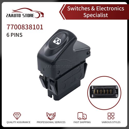 Interrupteur De Levage De Commande De Vitre De Voiture, Lumière Orange, Bouton Unique, Pour Renault Clio Kangoo Megane Scenic 7700838101, 7700429998