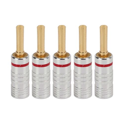 5Pcs J.10054 Fiche banane dentelée 4mm sans soudure 24K plaqué or fil Fiches bananes pour haut-parleur fil de bardage Home CinemaRed