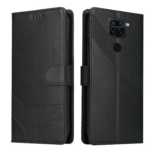 Tongez Étui Pour Xiaomi Redmi Note 9 4g Antichoc Béquette 4 Protection D'angle Trois Fentes Pour Cartes Cuir Premium - Noir