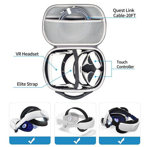 Sac De Transport Portable Grande Capacité Organisateur Antichoc Pour Oculus Quest 2 Accessoires De Casque Étui De Transport De Voyage