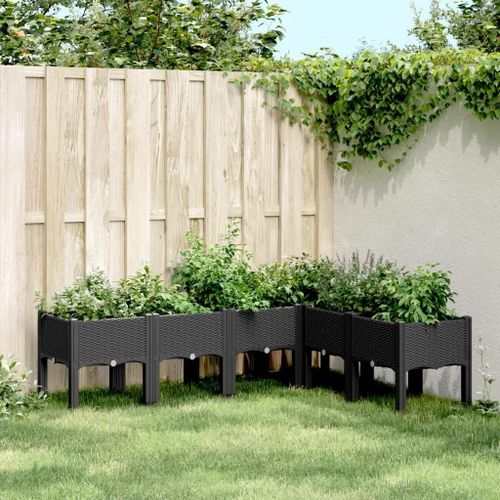 Prolenta Premium - Jardinière Avec Pieds Noir 160x120x42 Cm Pp