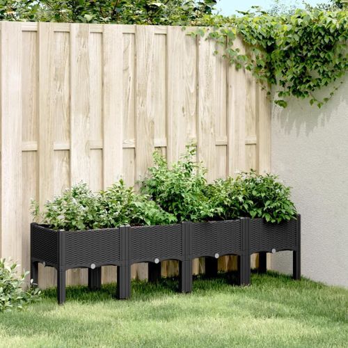 Prolenta Premium - Jardinière Avec Pieds Noir 160x40x42 Cm Pp