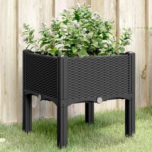 Prolenta Premium - Jardinière Avec Pieds Noir 40x40x42 Cm Pp
