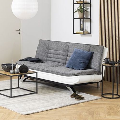 Canapé Convertible 3 Places 196x98x91 Cm Gris Et Blanc - Almy