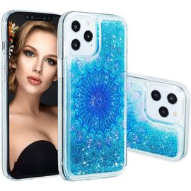Iphone 12 Pro Max(6.7 Inch Coque Bling Glitter Floating Antichoc Protective Housse Pour Phone 12 Pro Max (2020) Blue Totem Xyls.