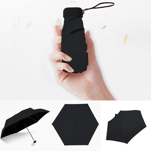 Mini Parapluie Pliable À Poches Pour Femmes, Parapluie Plat Léger, 5 Plis, Parasol De Voyage